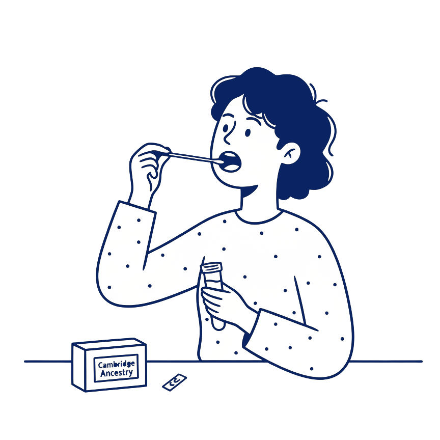 Illustration of a woman taking a DNA swab.